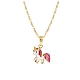 trendor 68433 Kinder-Anhänger Gold 333 Einhorn mit goldplattierter Silberkette