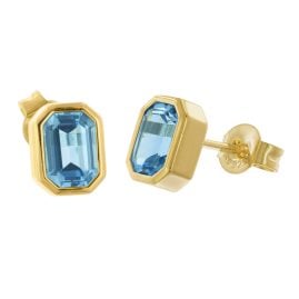 trendor 68593 Damen-Ohrringe Gold auf 925 Silber Topas Royal Blue Ohrstecker