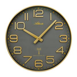 Atlanta 4539/9 Funk-Wanduhr Goldfarben/Grau