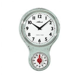 Atlanta 6124/6 Küchen-Wanduhr Nostalgie Hellgrün