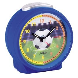 Atlanta 1981/15 Wecker für Kinder mit Leisegang Blau Fußball