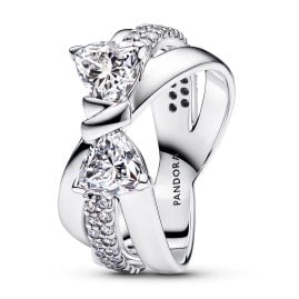 Pandora 193553C01 Damenring Funkelnde Schleife Überkreuzt Silber