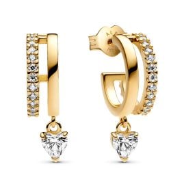 Pandora 263685C01 Damen-Creolen Baumelndes Herz Ohrringe Goldfarben