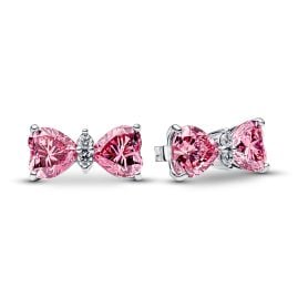 Pandora 294265C01 Damen-Ohrstecker Silber Schleife Pinkfarben