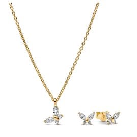 Pandora 21128 Damen-Schmuckset Kette und Ohrringe Schmetterling Goldfarben