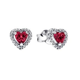 Pandora 298427C04 Damen-Ohrringe Erhabenes Herz Ohrstecker Rot