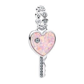 Pandora 794427C01 Charm-Anhänger Opalisierender Herz-Schlüssel Silber