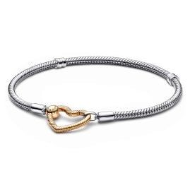 Pandora 569539C00 Damenarmband 925 Silber mit Goldfarbenem Herz-Verschluss