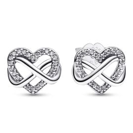Pandora 292667C01 Damen-Ohrstecker Funkelndes Unendlichkeits-Herz Silber