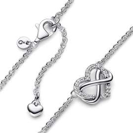 Pandora 392666C01-50 Silberkette für Damen Funkelndes Unendlichkeits-Herz
