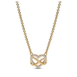 Pandora 362666C01-50 Damen-Kette Funkelndes Unendlichkeits-Herz Goldfarben