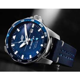 Vostok Europe NH34-225A712-LBBLAU Herren-Automatikuhr GMT Rocket N1 Dunkelblau
