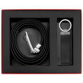 HUGO 50403065 Geschenkset Herren-Ledergürtel Schwarz