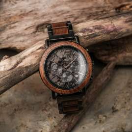 Holzkern Herrenuhr Quarz Chronograph Askja Walnuss/Marmor
