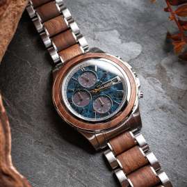 Holzkern Herren-Chronograph Solar Koh Mak Walnuss/Marmor