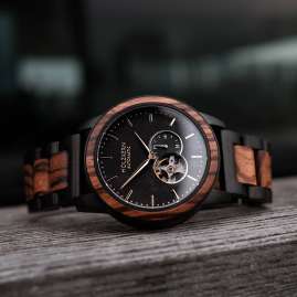 Holzkern Herrenuhr Automatik San Francisco Zebrano/Ahorn