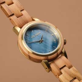 Holzkern Damenuhr Quarz Antrim Olive/Perlmutt