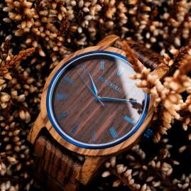 Holzkern Armbanduhr Quarz Herbstmorgen Zebrano/Wenge