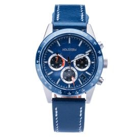 Holzkern Herrenuhr Titan Neverrest Marmor/Blau