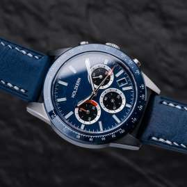 Holzkern Herrenuhr Titan Neverrest Marmor/Blau