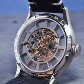 Poljot International 6114.1220101 Unisex-Uhr Handaufzug Vintage Skeleton Schwarz/Silber