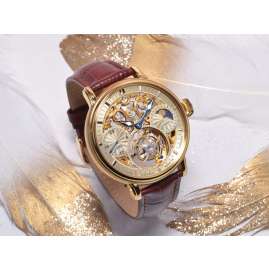 Poljot International 3360.T66 Herrenuhr Tourbillon Skeleton Braun/Goldfarben