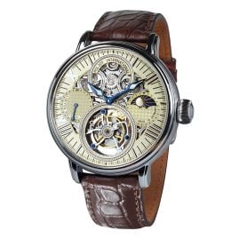 Poljot International 3360.T88-C Herrenarmbanduhr Tourbillon Skeleton Braun/Champagner