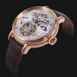 Poljot International 3360.T88-SR Herrenuhr Tourbillon Skeleton Braun/Rotgoldfarben