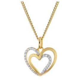 GLIZZ GL8673 Anhänger Herz Gold 333/8K an vergoldeter Silberkette