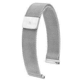 Hirsch 30161434-2-22 Milanaise-Armband für Uhren 22 mm Silberfarben