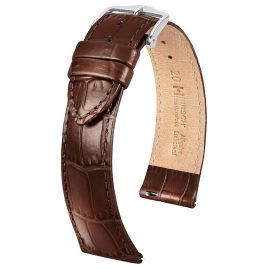 Hirsch 03427010-2-18 Uhren-Lederarmband Louisianalook L 18 mm Braun