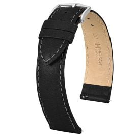 Hirsch 17920250-2-22 Leder-Uhrenarmband Forest L 22 mm Schwarz